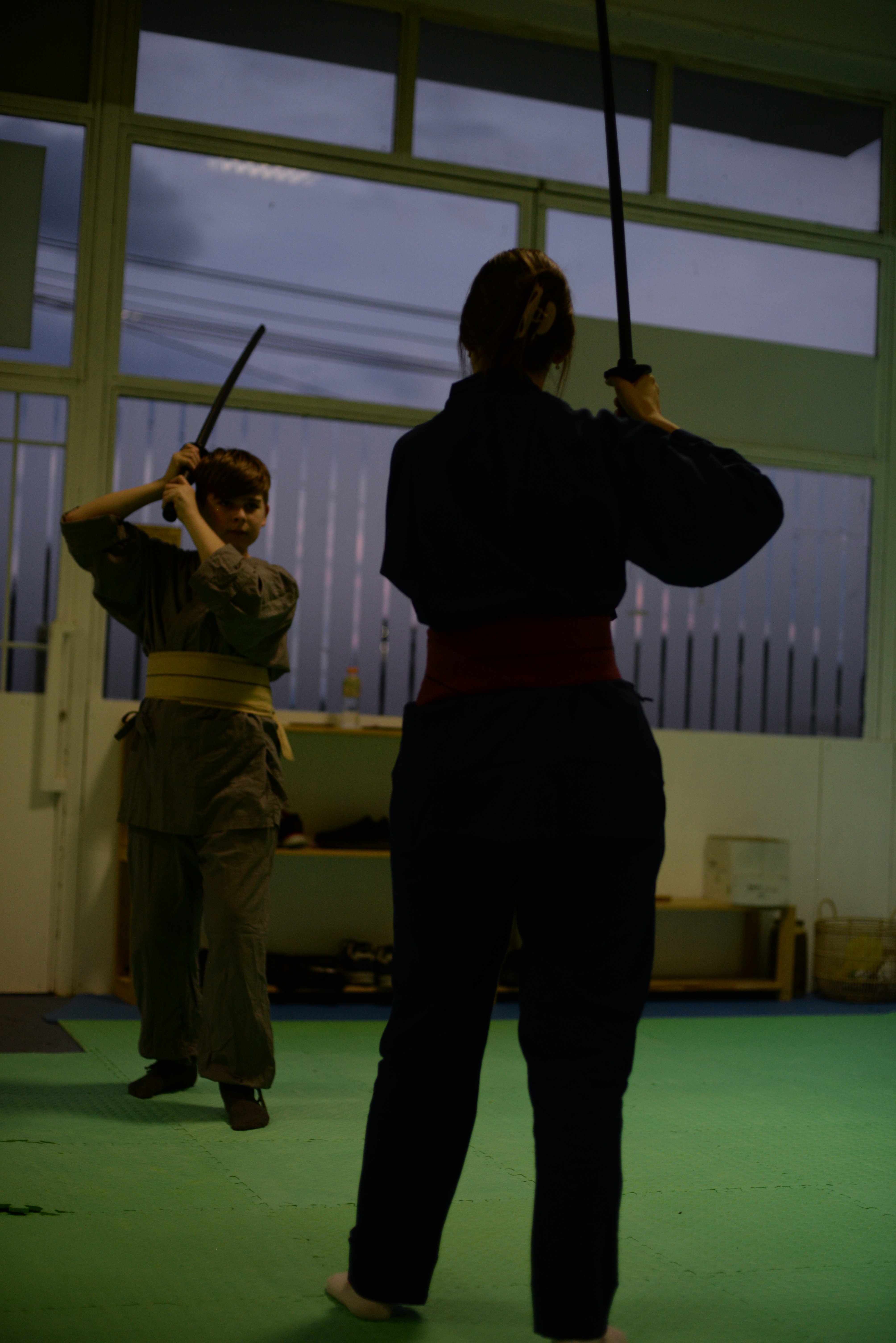 person practicing kenjutsu