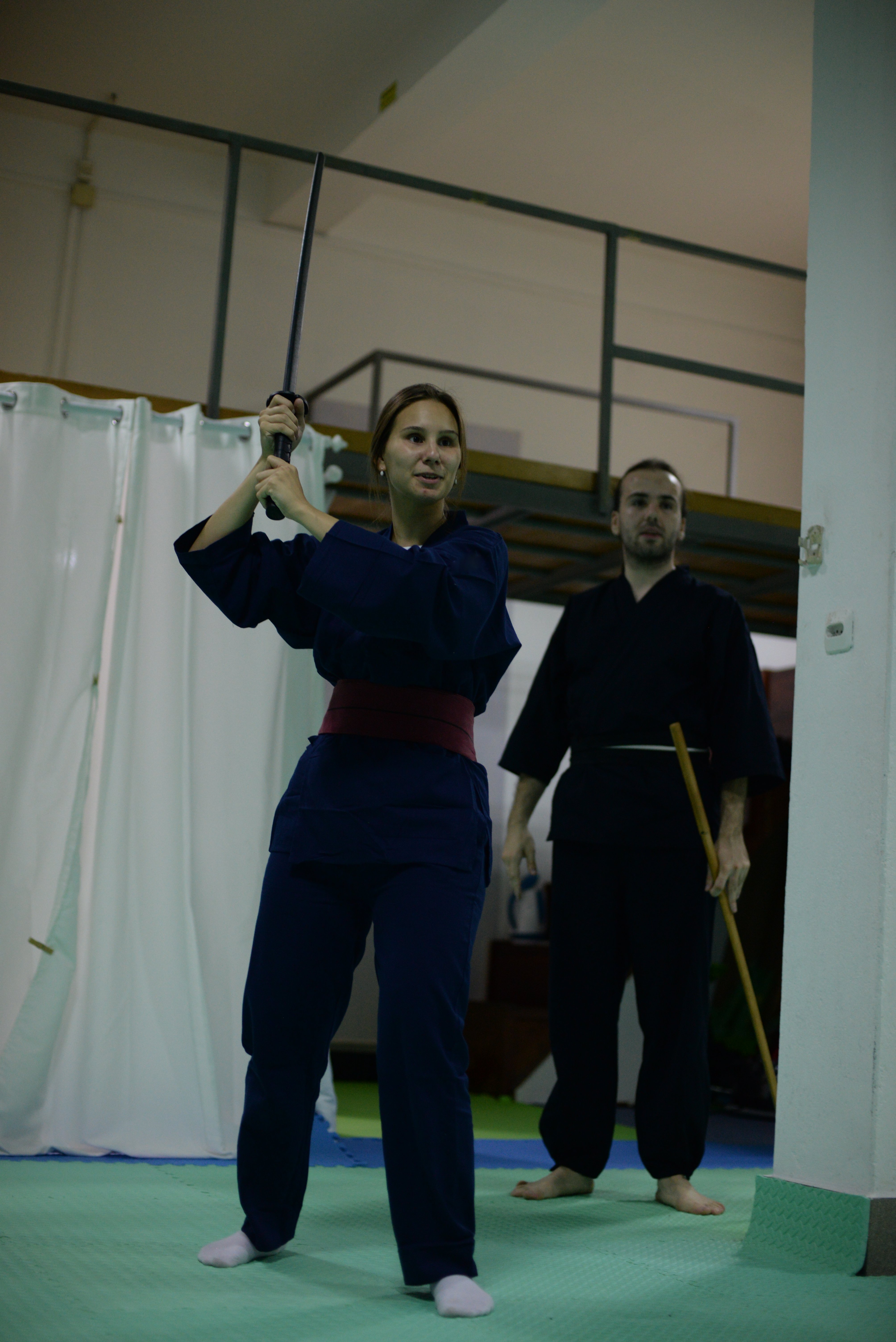 person practicing kenjutsu