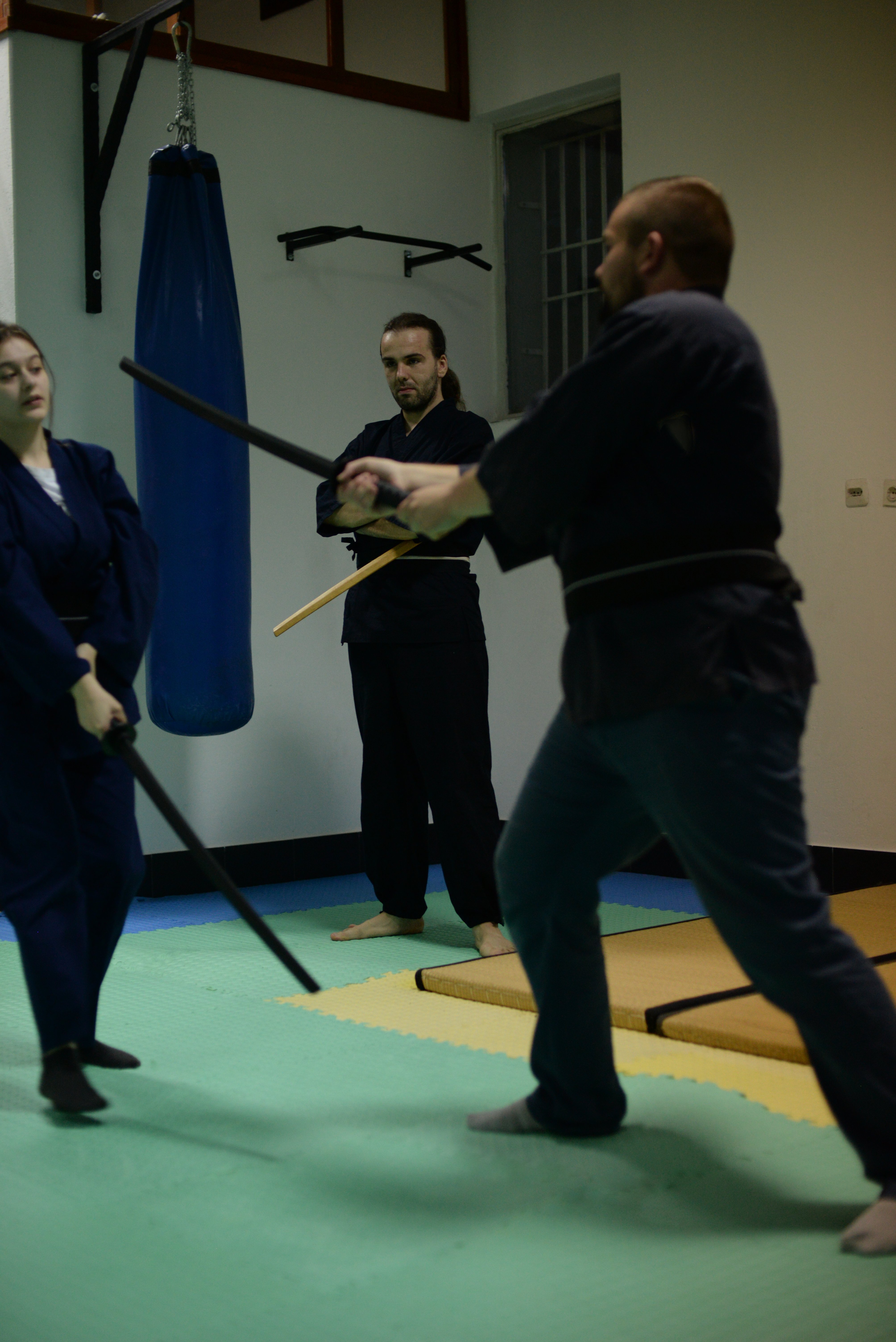 person practicing kenjutsu