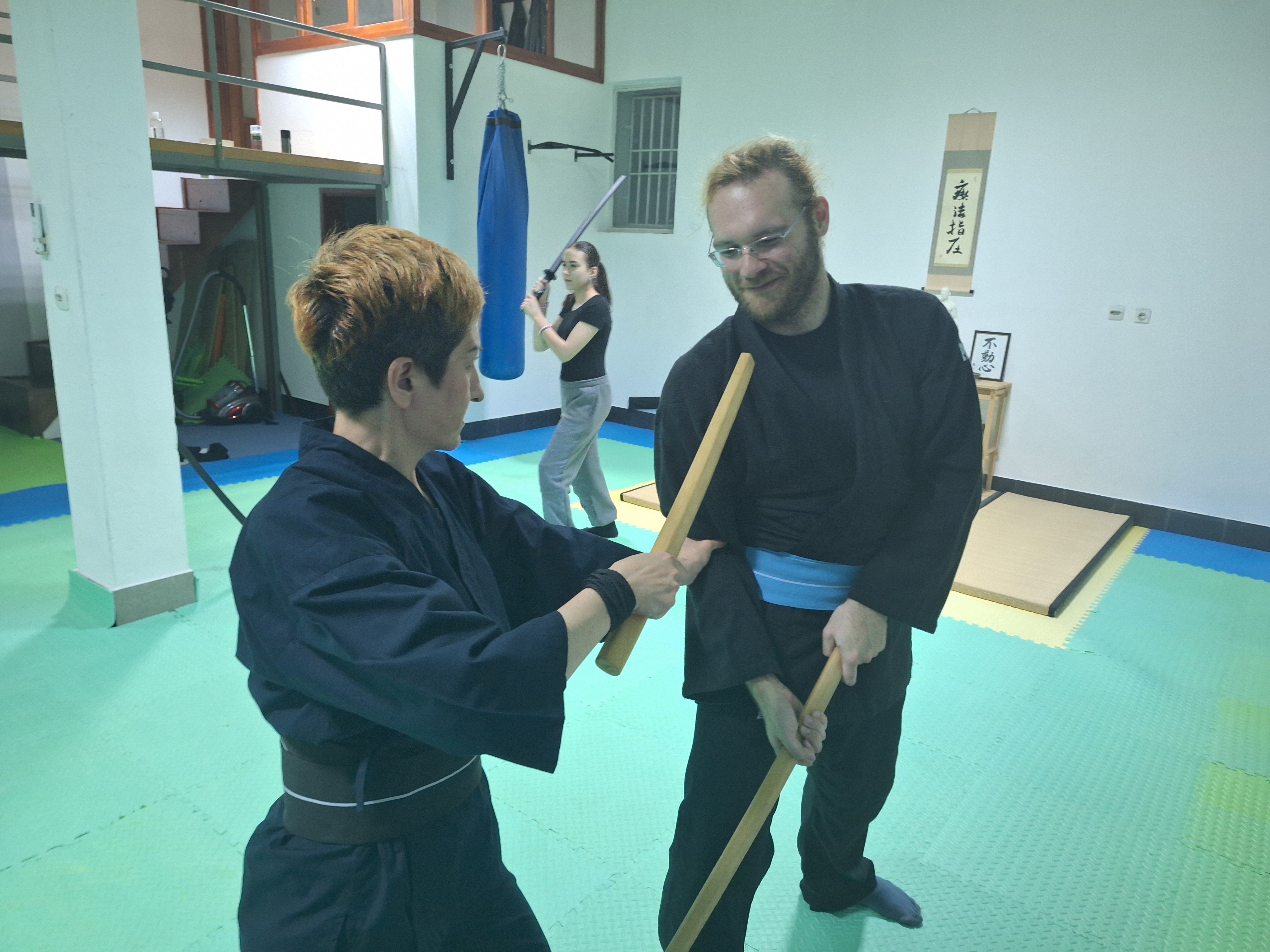 person practicing kenjutsu