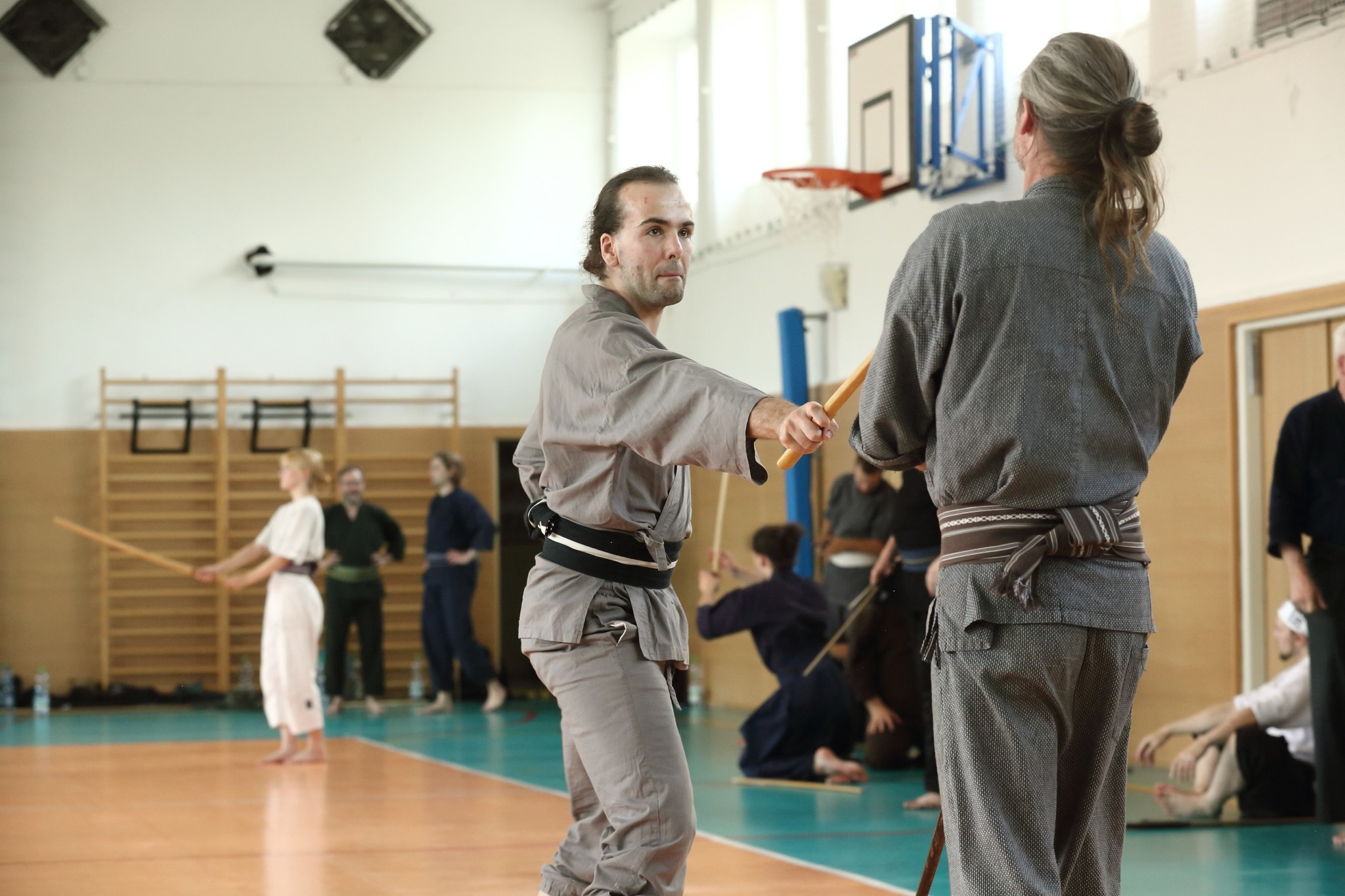 person practicing kenjutsu