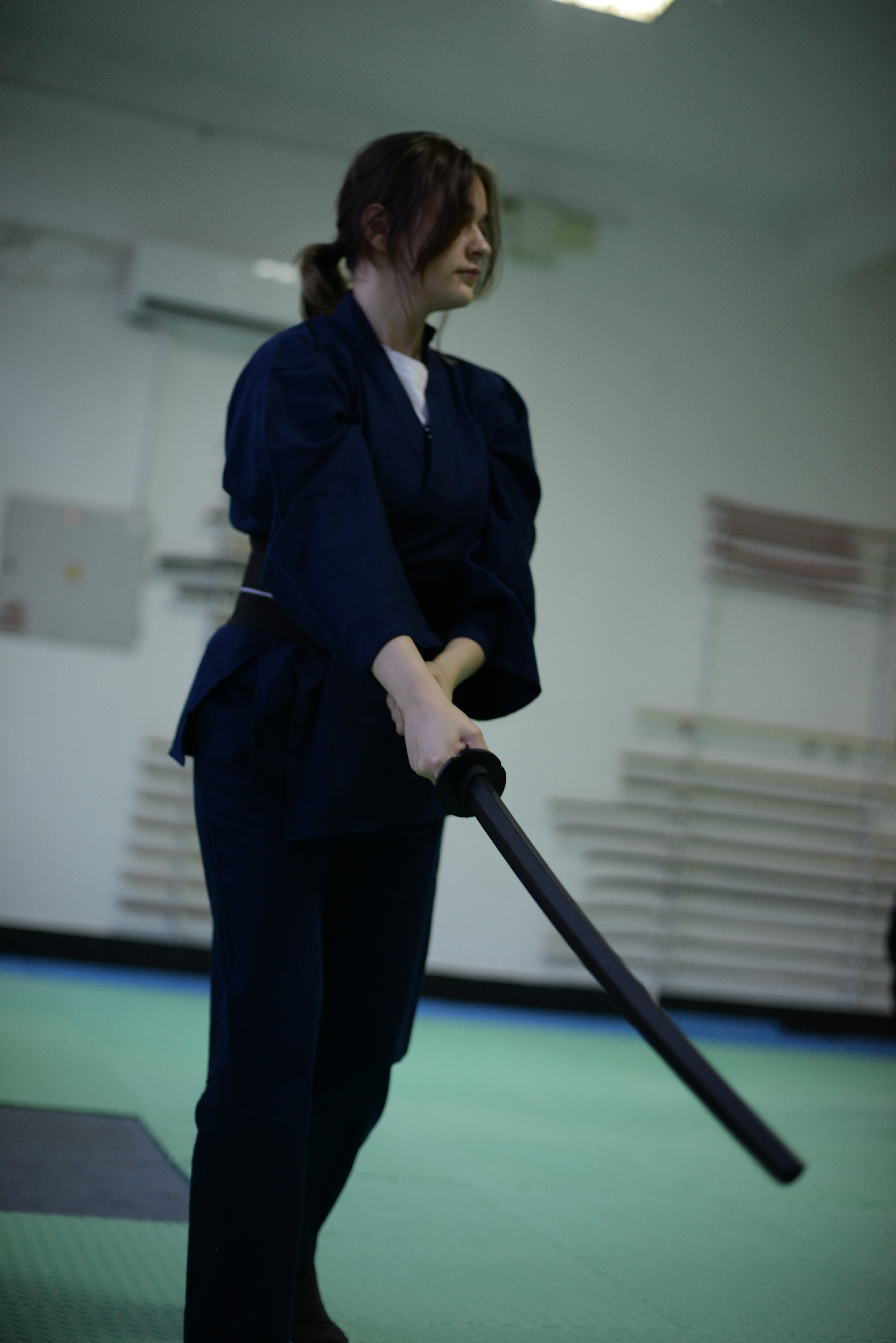 person practicing kenjutsu